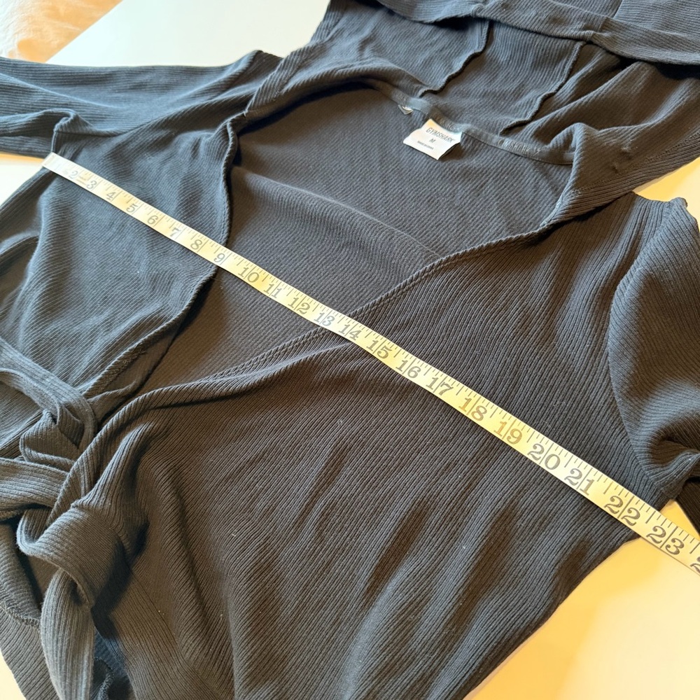 Gymshark hooded ribbed wrap top, black, size M - Picture 5 of 9